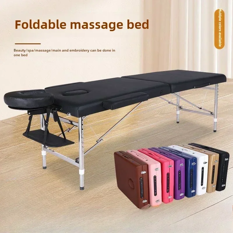 Cama de massagem portátil de aço inoxidável, portátil, dobrável, casa, fisioterapia, moxabustão, camas de massagem, salões de beleza