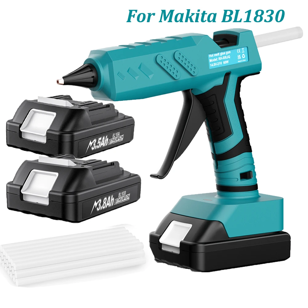 Беспроводной клеевой пистолет 80 Вт для аккумуляторов Makita 18 В BL1815 BL1830 BL1840 BL1850 с 10 клеевыми стержнями 11 мм, электрический инструмент для ремонта