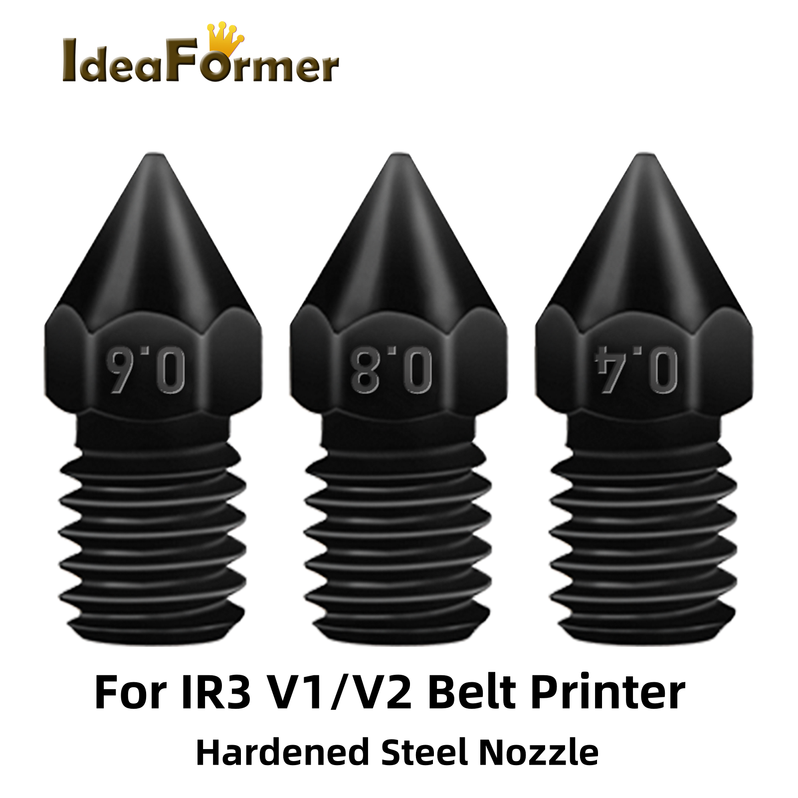 IdeaFormer IR3 V2 Hardened Steel Nozzle 0.4/0.6/0.8mm High Temperature Resistance 300℃ for Ideaformer IR3 V2/V1 Belt 3D Printer