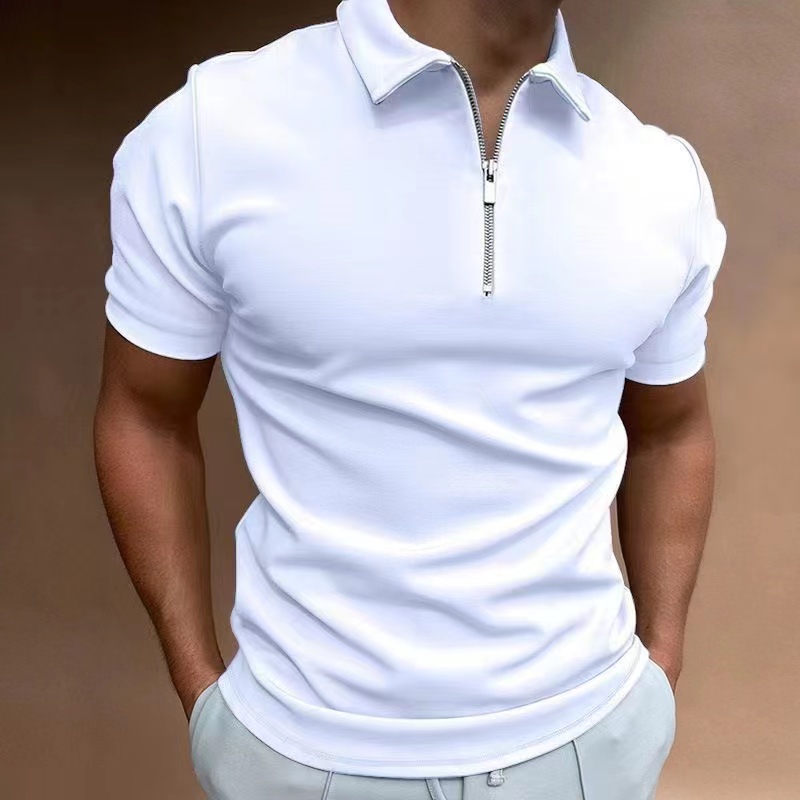 Polo de Golf para hombre de negocios, Polo de manga corta con cuello con cremallera, ropa informal para exteriores, ropa de calle diaria, poliéster microelástico de verano