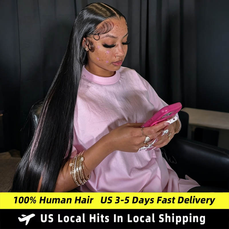 Peruca de Cabelo Humano 100% Liso Osso, 40 Polegadas, Peruca Frontal HD Lace 13x6 13x4, Cabelo Humano Cru Vietnamita, Densidade 200%