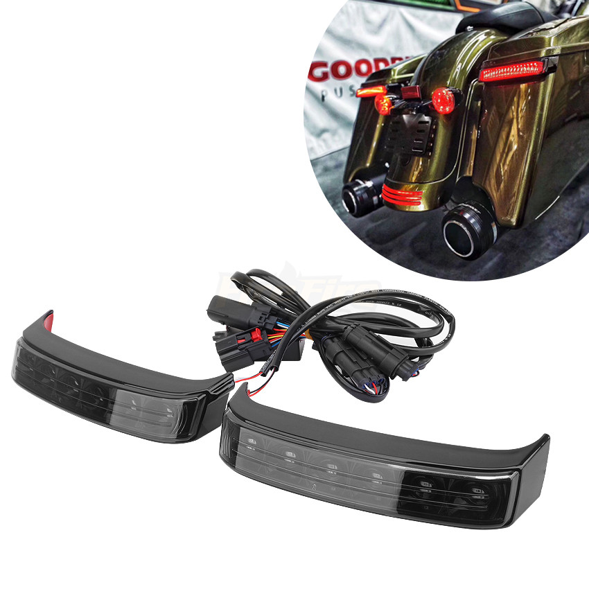 Alforje para motocicleta, luz de seta traseira para bagagem, lâmpada de fluxo de freio para harley touring flhr 2014-20 road king flhrxs
