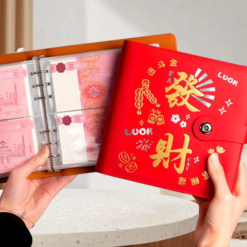 50Sheets Saving Money Binder PU Leather Loose-leaf Colorful Shine Budget Binder Wallet Storage Refillable Account Book