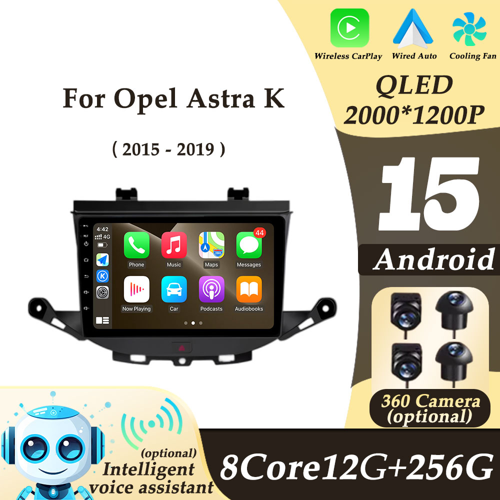 Multimedi-Player Autoradio Android 15 Wireless CarPlay für Opel Astra K 2015–2019 GPS Navi BT Split Screen DSP Stereo WIFI 4G