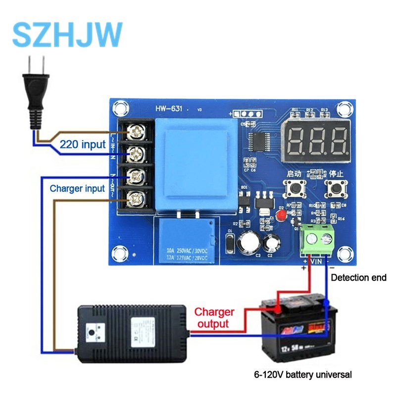 Módulo de Control de carga de batería de Control Digital, XH-M602, CA 220V, cargador de batería de almacenamiento de litio, interruptor de Control, placa de protección