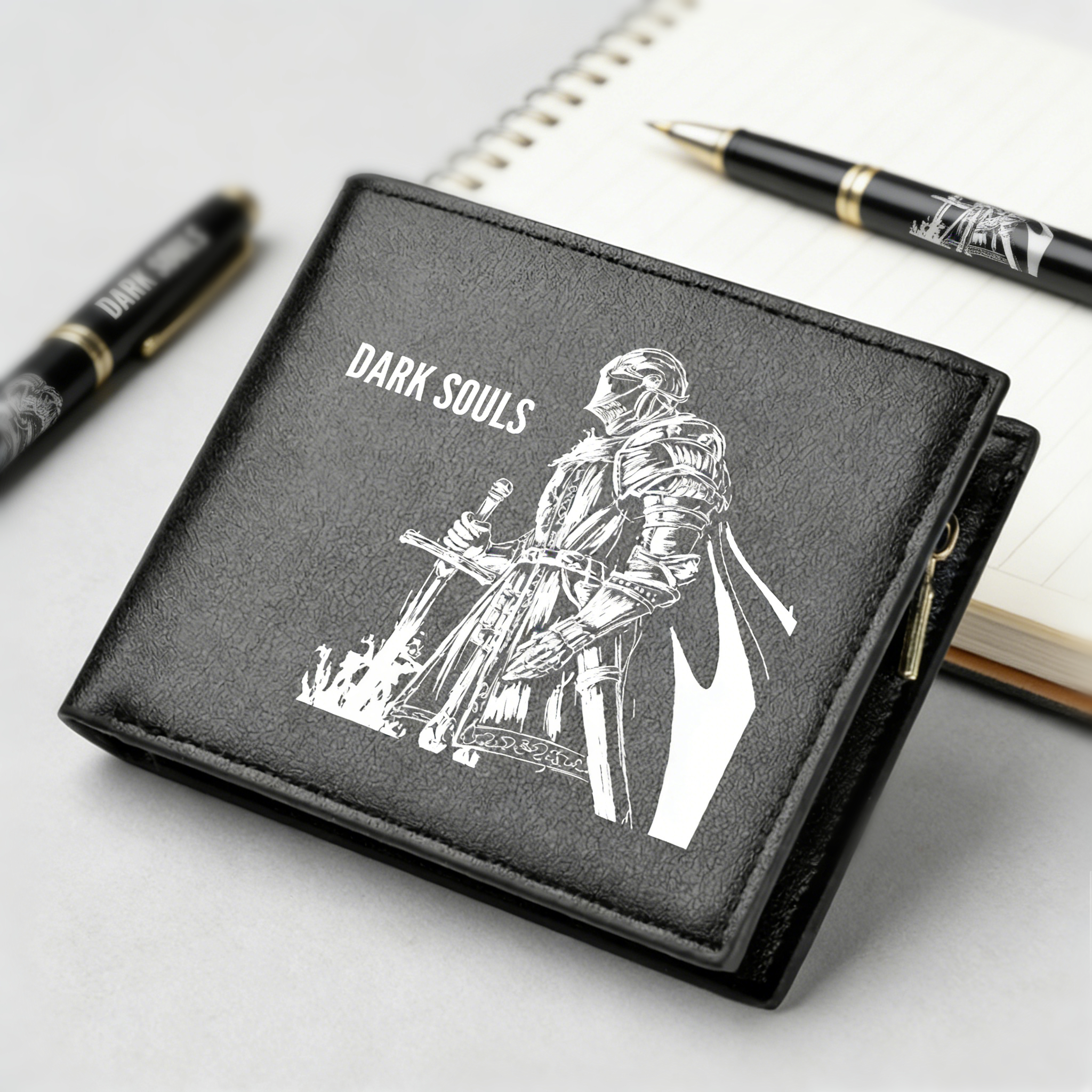 Dark Souls – portefeuilles courts pour hommes, porte-cartes d'identité, porte-monnaie en cuir pour garçons, avec poches pour pièces de monnaie, sacs d'argent pliables Anime