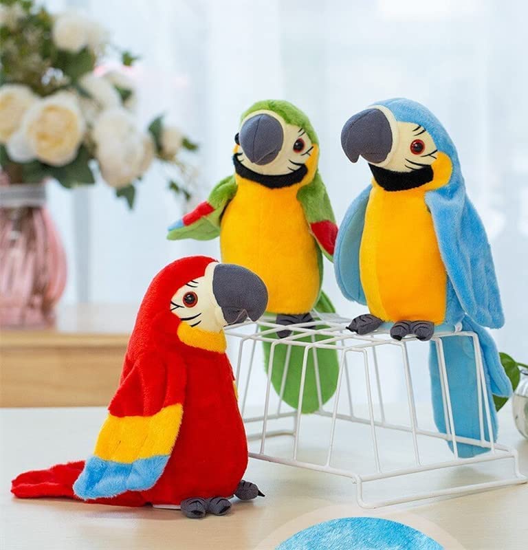 Talking Parrot Plush Pal Repeat What You Say Macaw Stuffed Animal Electronic Record Interactive Animated Bird Shake Wings