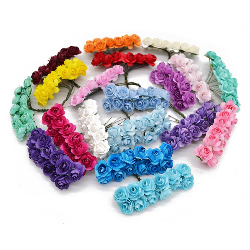 144 stücke künstliche Blumen Simulations papier Rose Außenhof UV-Schutz Garten Hochzeit nach Hause DIY Geschenk Candy Box Dekoration