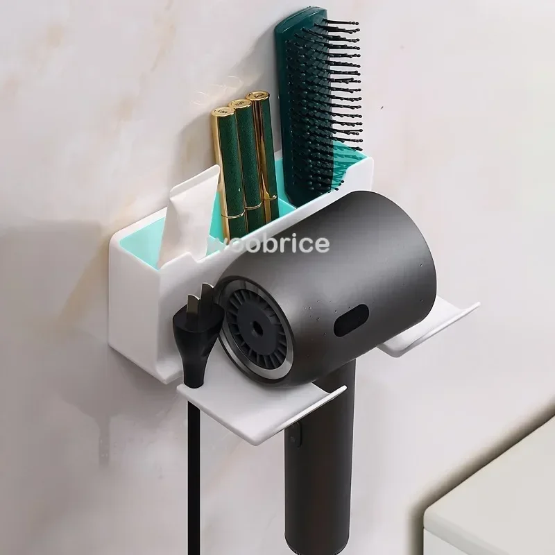 1 Pcs Hair Dryer Holder Wall Dryer Cradle Straightener Stand Hairdryer Organizer Box Plastic Hair Dryer Stand Bathroom Organizer