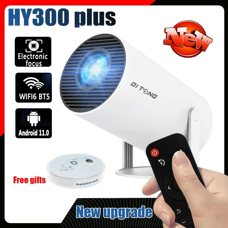 DITONG HY300 Plus Projektor HD Portatil 4K 1280x720P Android Wifi LED Video Kino domowe Telefon Mini Gry Proyector Movie