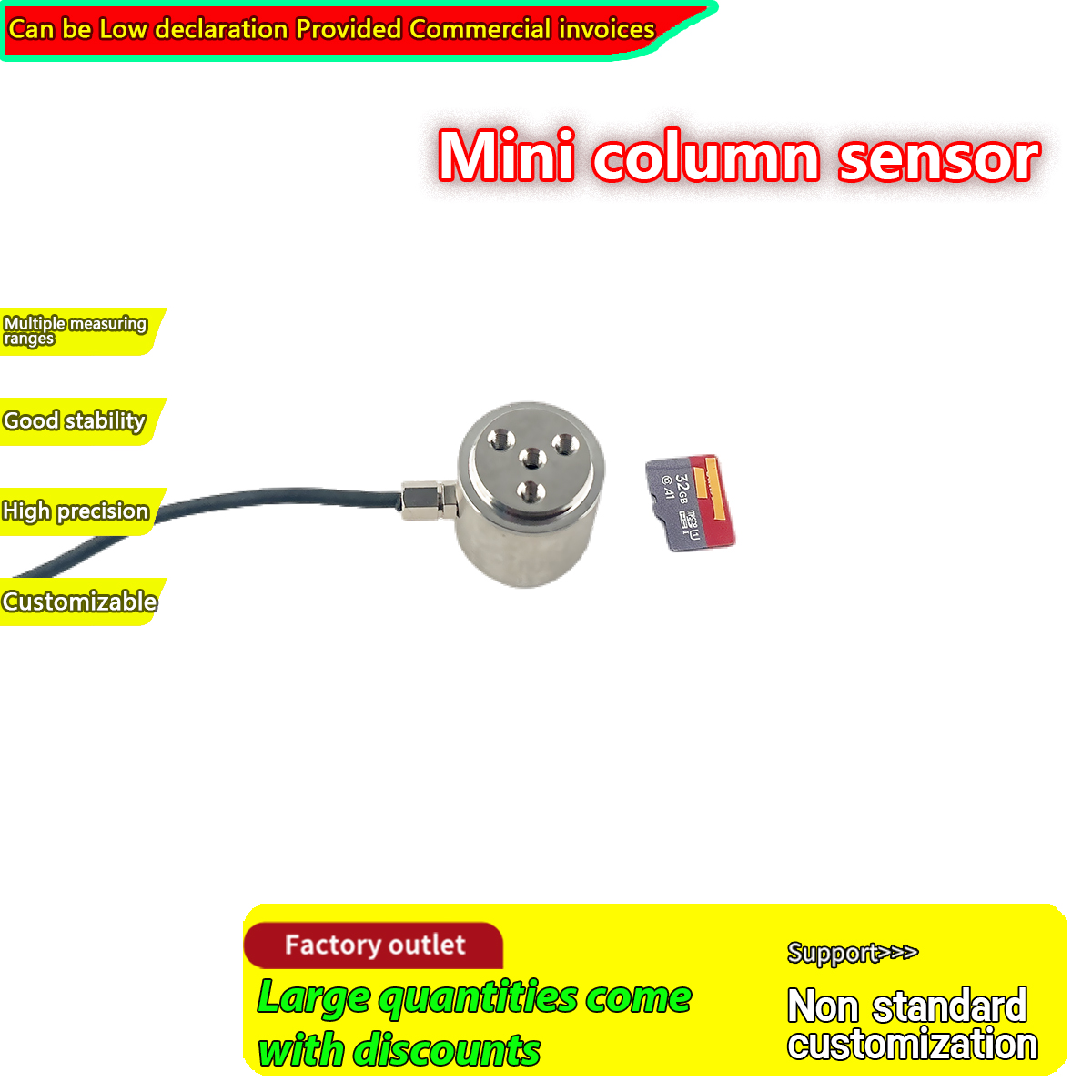 Capteur de compression de type colonne ZB4 de haute précision, cellule de pesage 0-200 kg, sortie mV/V, haute précision pour la mesure de force de pression