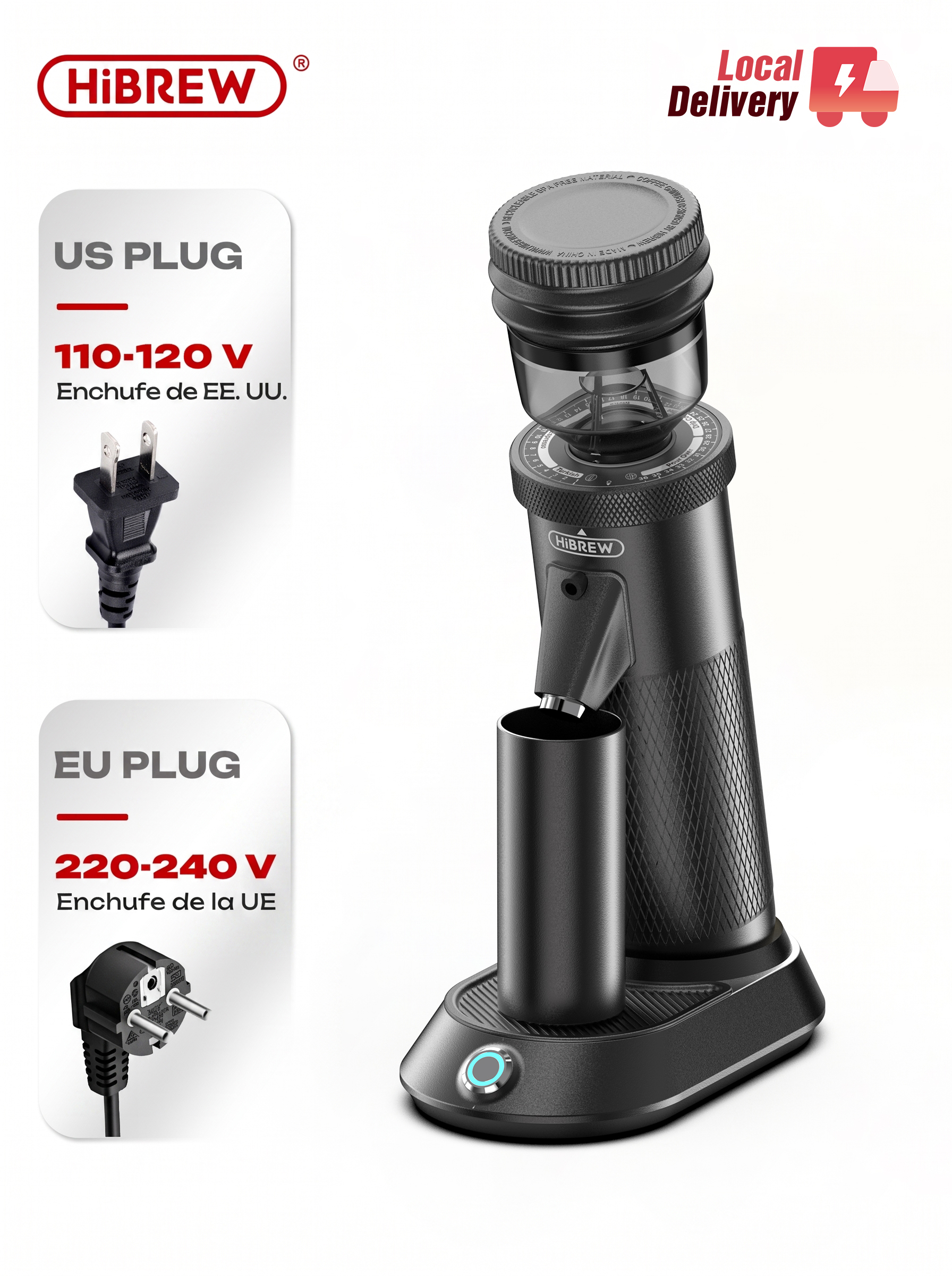 HiBREW G5 molinillo de café eléctrico de rebaba cónica de 48mm molino de café portátil compacto cocina para café turco Espresso