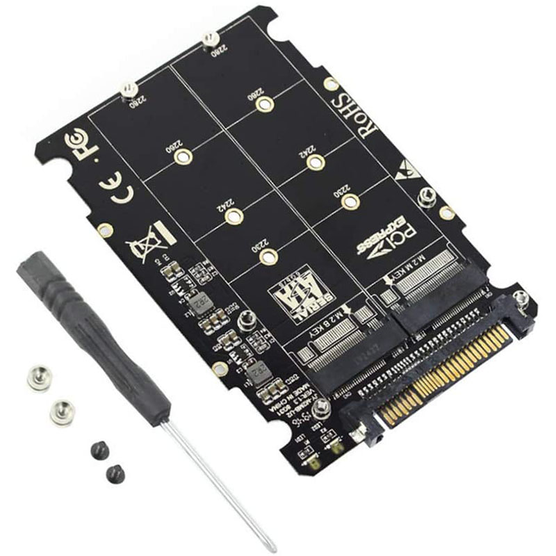 Adattatore Convertitore 2-in-1 da SSD M.2 NVMe SATA a U.2 SFF-8639, Scheda PCIe M.2 Key M/B a U.2 per Espansione SSD Computer Desktop