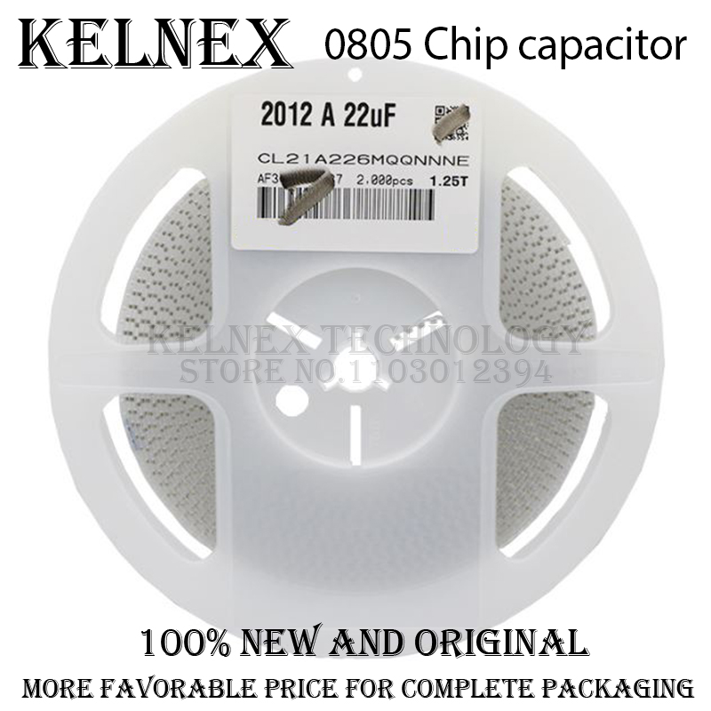 1 carrete 0805 SMD Chip Condensador cerámico multicapa 0.5pF - 47uF 10pF 22pF 100pF 1nF 10nF 100nF 0.1uF 1uF 2.2uF 4.7uF 10uF 22uF