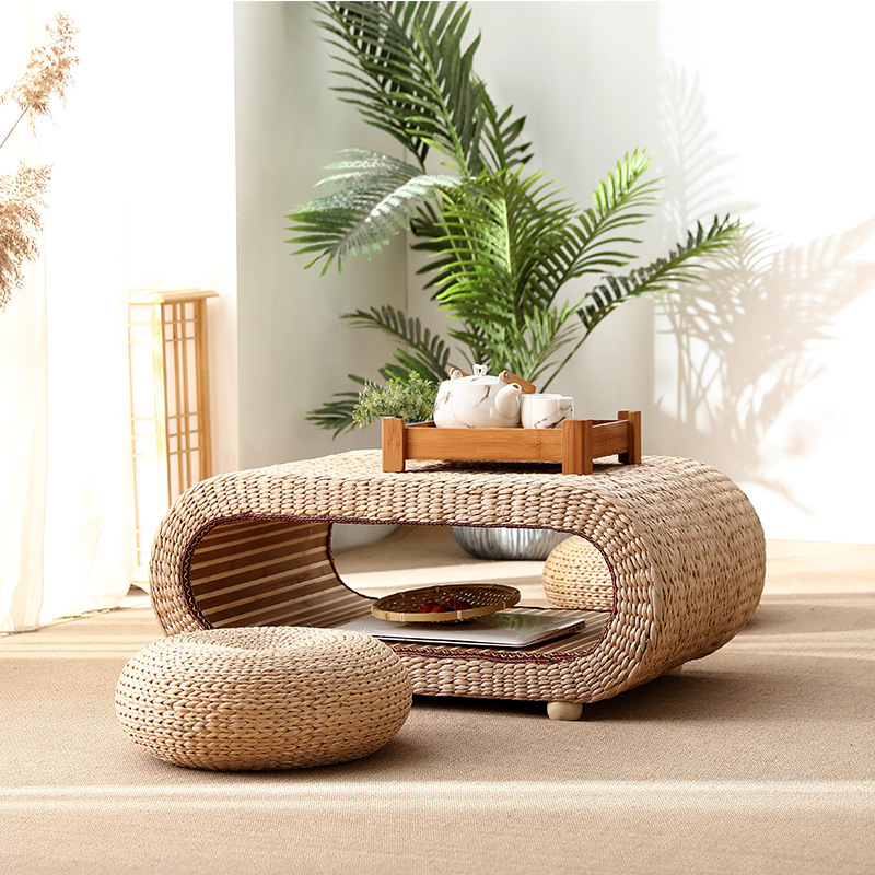 Minimalist Tatami ชาตาราง Handทอหวายชั้นโต๊ะสําหรับ Zen Decor LOW PROFILE หน้าต่างด้านข้างกาแฟตารางเฟอร์นิเจอร์ญี่ปุ่น