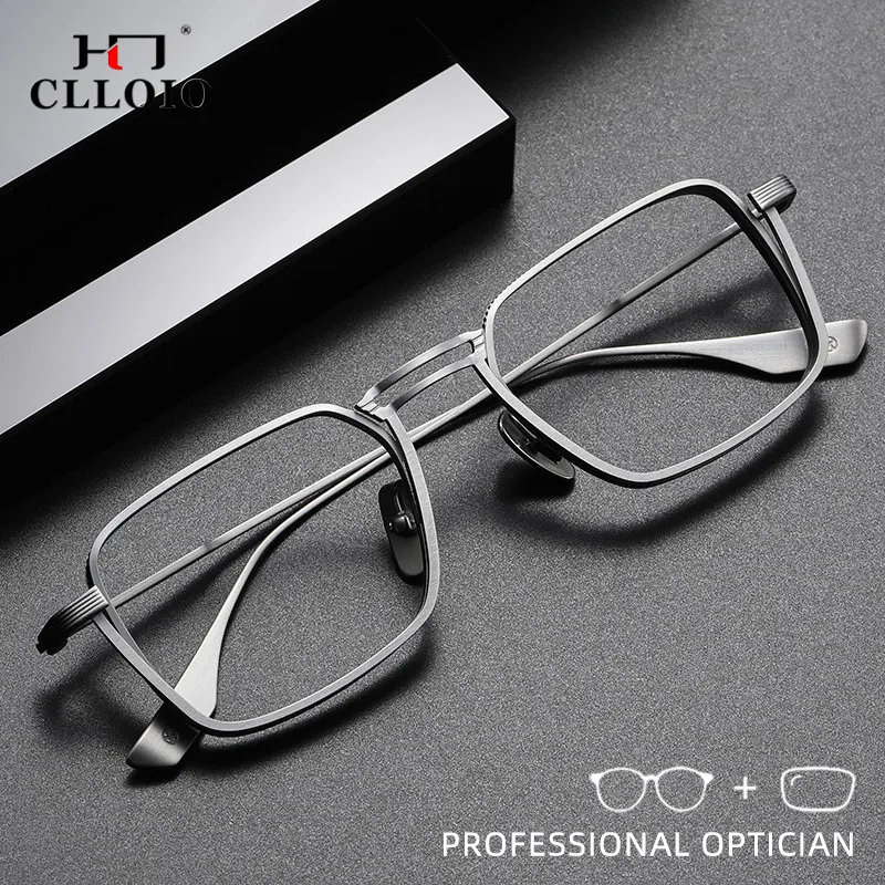 CLLOIO pur titane bleu lumière bloquant hommes lunettes de lecture à la main myopie lunettes montures photochromiques lunettes de Prescription