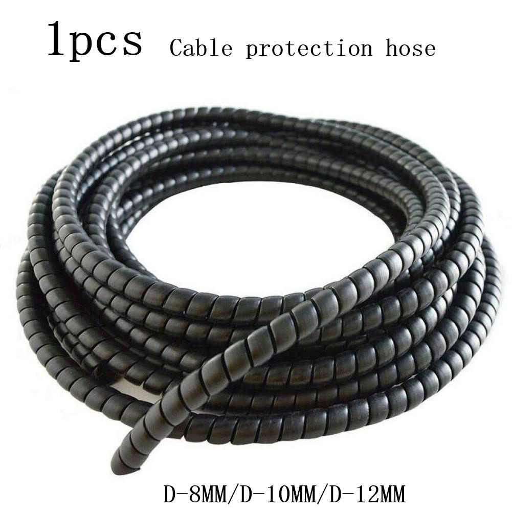 Schwarz Hydraulische Schlauch Schutz/Kabel Schutz/Spirale Wrap - 1m ID 8-12mm Wickel Schlauch kabel Draht Wicklung Rohr Spirale Verpackung
