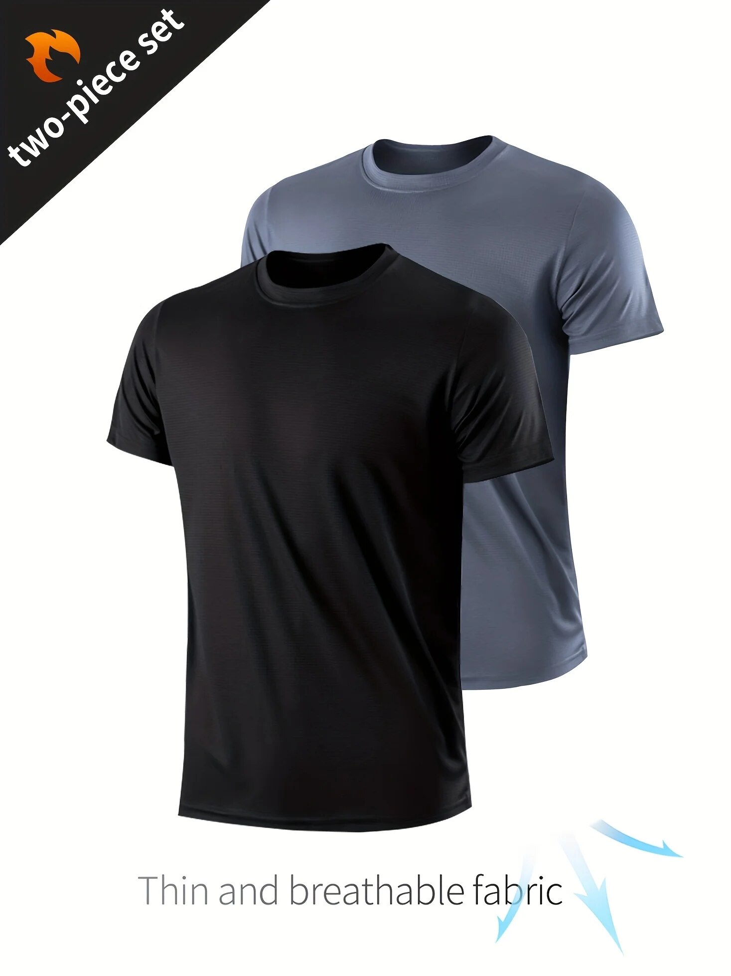 T-shirt de compression à séchage rapide pour homme, chemise de sport légère et respirante, salle de sport en plein air, course et fitness, 2 pièces, 1 pièce