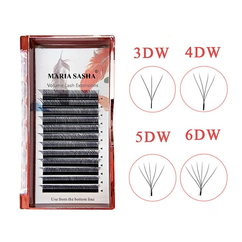 Extensiones de Pestañas MARIA en Forma de W, 3D 4D 5D 6D 7D, Fans Premontados, Extensiones de Pestañas de Velocidad Rápida, Naturales, Suaves, Ligeras, Completas y Densas