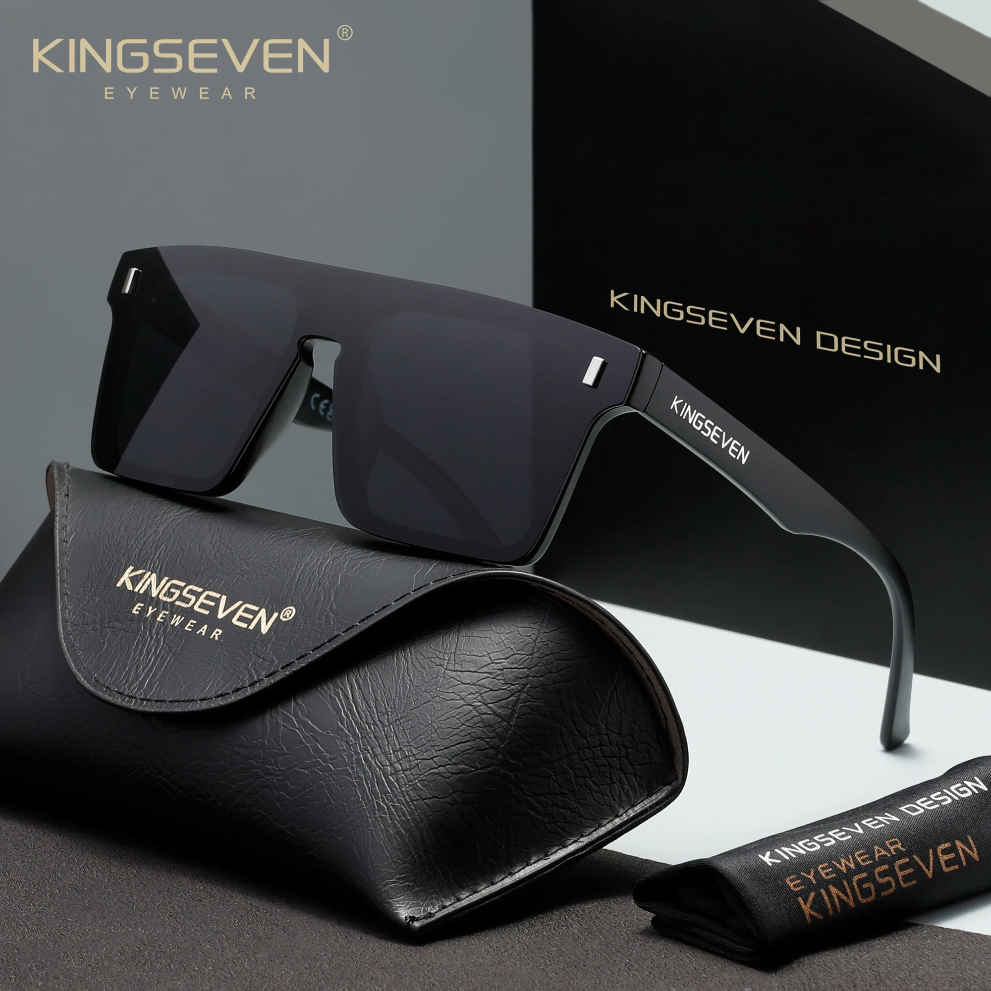 KINGSEVEN, gafas de sol antideslumbrantes para hombres y mujeres, gafas polarizadas UV400, gafas de moda para buceo al aire libre, gafas con montura cuadrada sin montura
