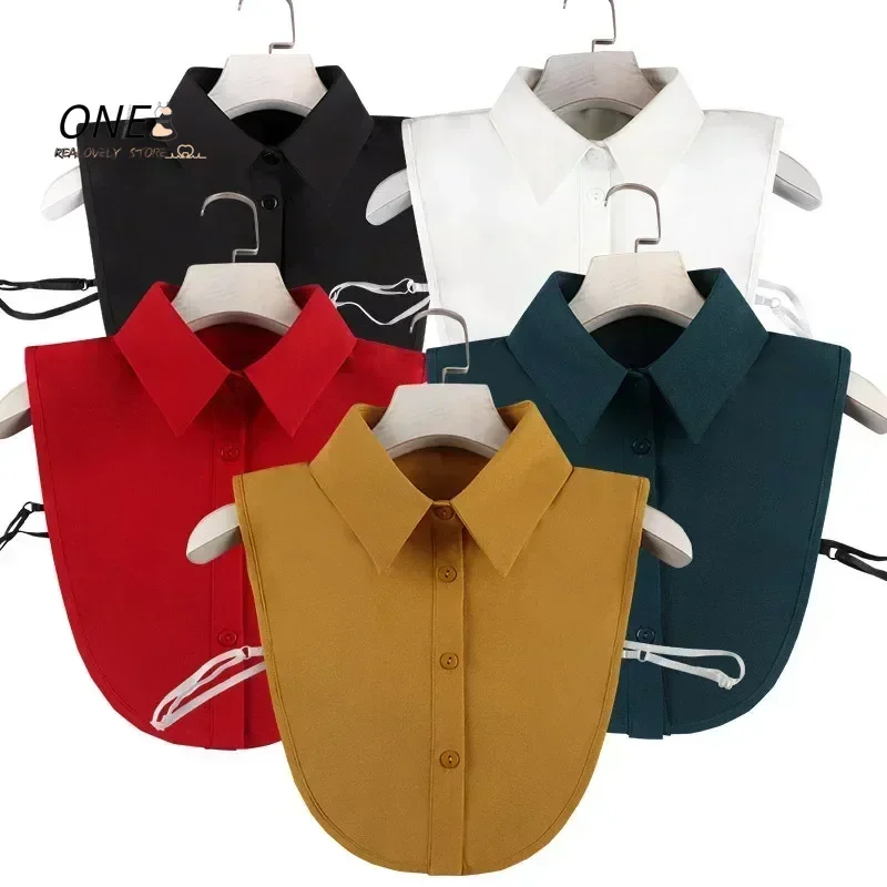 Blusa de encaje de algodón con cuello falso para mujer, blusa Vintage lisa desmontable con cuello de camisa, blusa con solapa falsa, accesorios de ropa para mujer