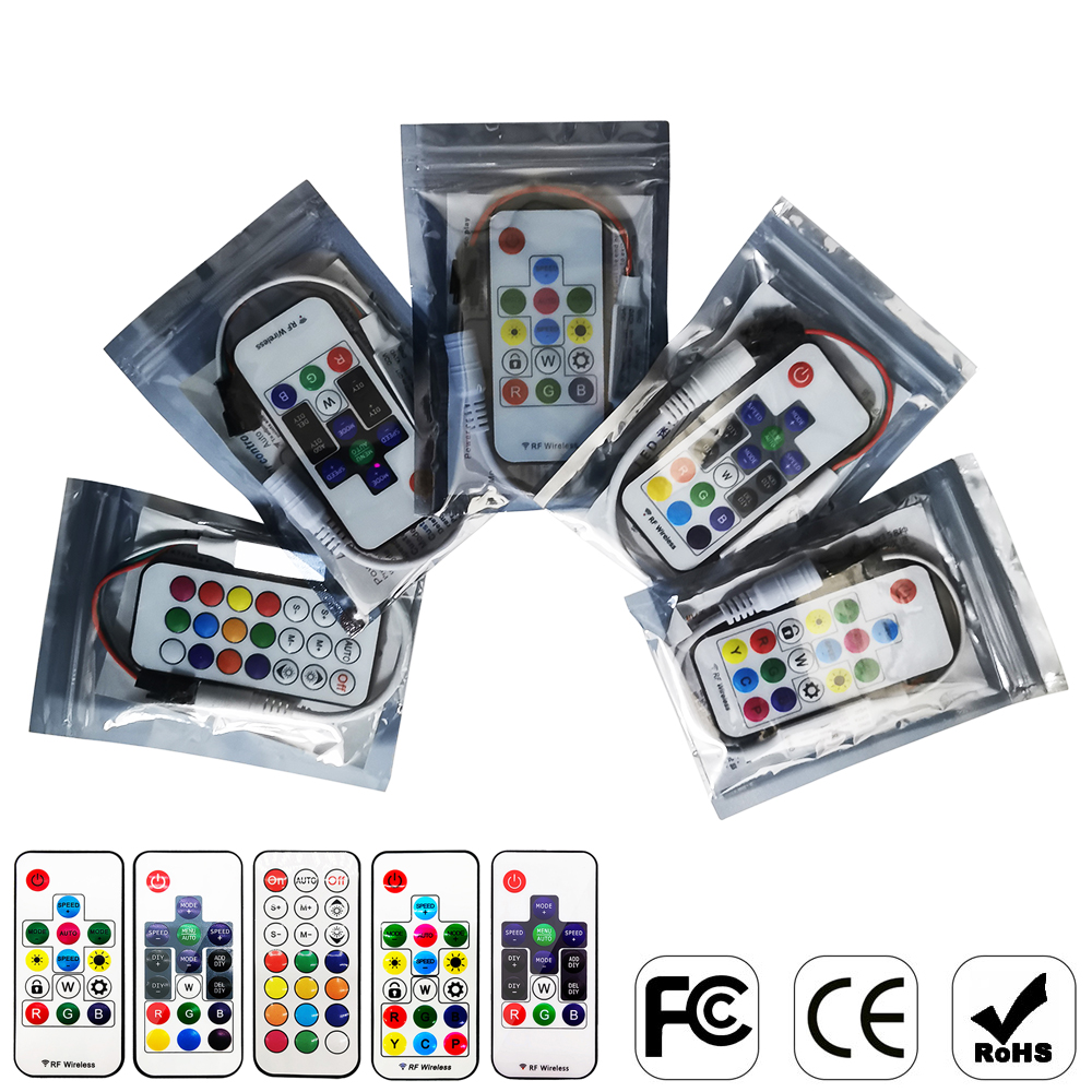 DC5-24V 3-Pin WS2812B WS2811 Mini RF USB DC Controller 14 17 21 Tasten LED-Fernbedienung für individuell adressierbare 5050 RGB-Lichtstreifen