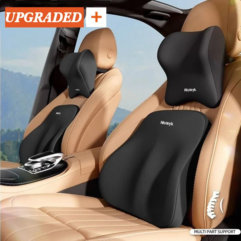 ใหม่รถสนับสนุนเอวหมอนหน่วยความจํา FoamAuto คอหมอนเอวสนับสนุนที่ถอดออกได้ล้างทําความสะอาดได้พนักพิง Universal รถเบาะ