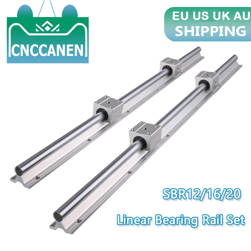 2set Linearschiene SBR12 SBR16 SBR20 300 500 600 700 800 1000mm 1200 1500mm 2 stücke Linearführung + 4 stücke SBR-UU Blöcke für CNC Teil