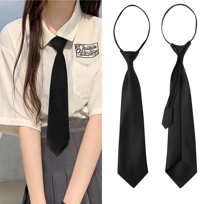 Unissex preto simples clipe no gravata de segurança uniforme camisa terno gravatas aeromo fosco funeral preguiçoso pescoço gravatas homens mulheres estudantes