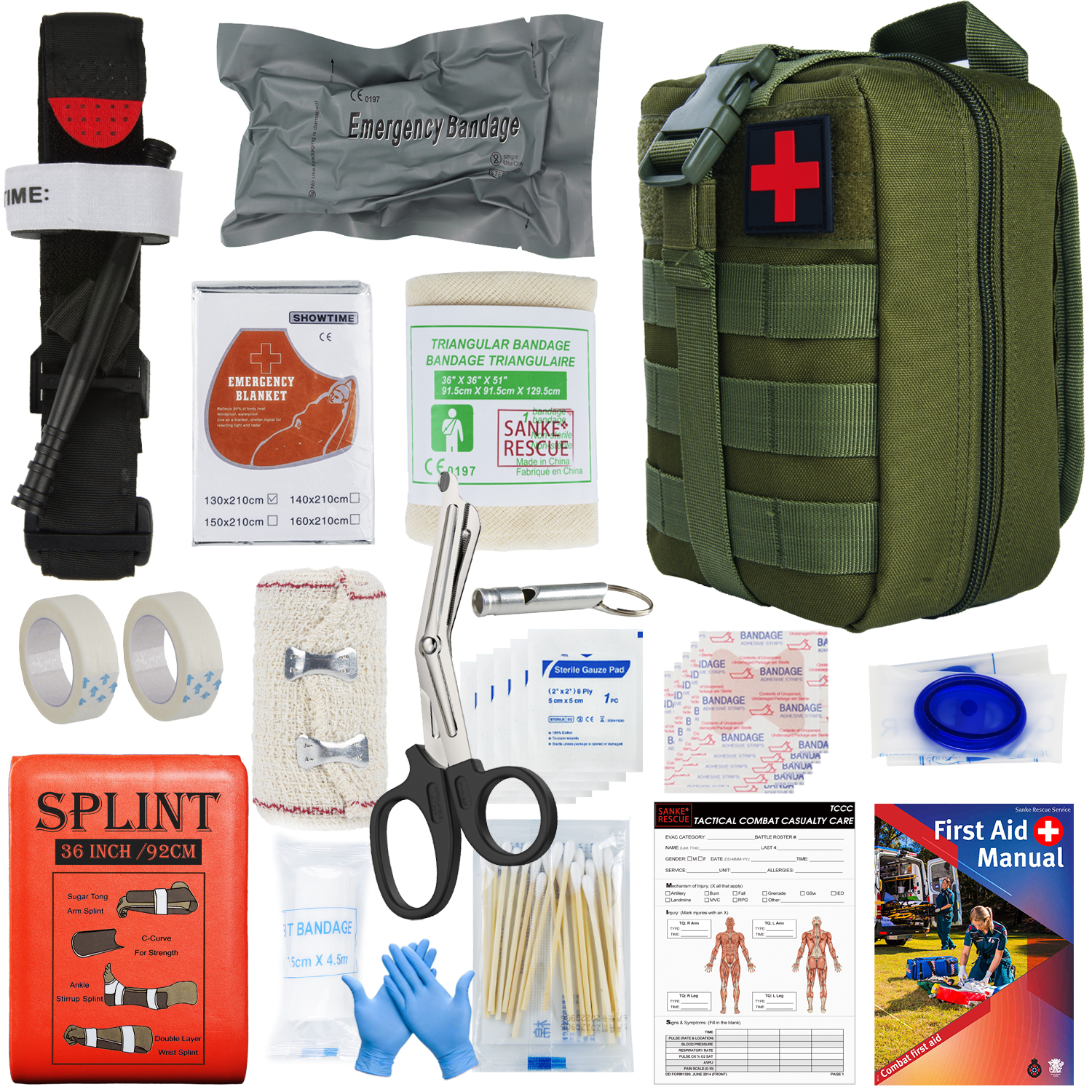 Sanke Kit pertolongan pertama kantong EDC, Kit Trauma taktis bertahan hidup kantong alat utilitas Molle untuk berkemah mendaki