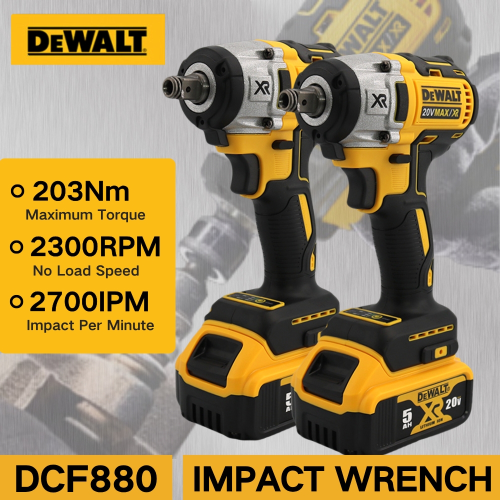 Dewalt DCF880 무브러시 2300RPM 코드리스 충격 렌치 203N.m 컴팩트 전기 렌치 Dewalt 20V 배터리용 충전 파워 툴