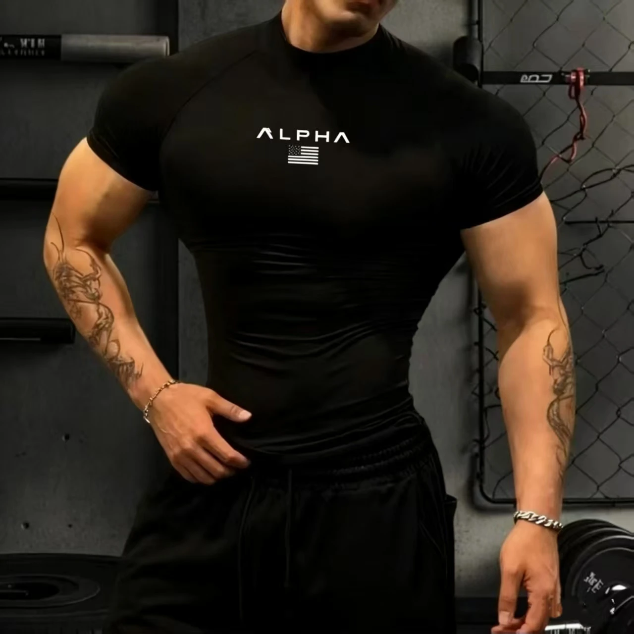 2026 Neue Amerikanische Schnelltrocknende Kompressions-Sportbekleidung, Lauf-T-Shirts, Elastische Schnelltrocknende Sportjacken, Fitness-Sportshirts