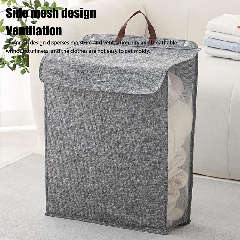 Foldable Adhesive Laundry Basket Hamper Multifunctional Punch Free Wall Hanging Washing Clothes Mesh Hook Organizer