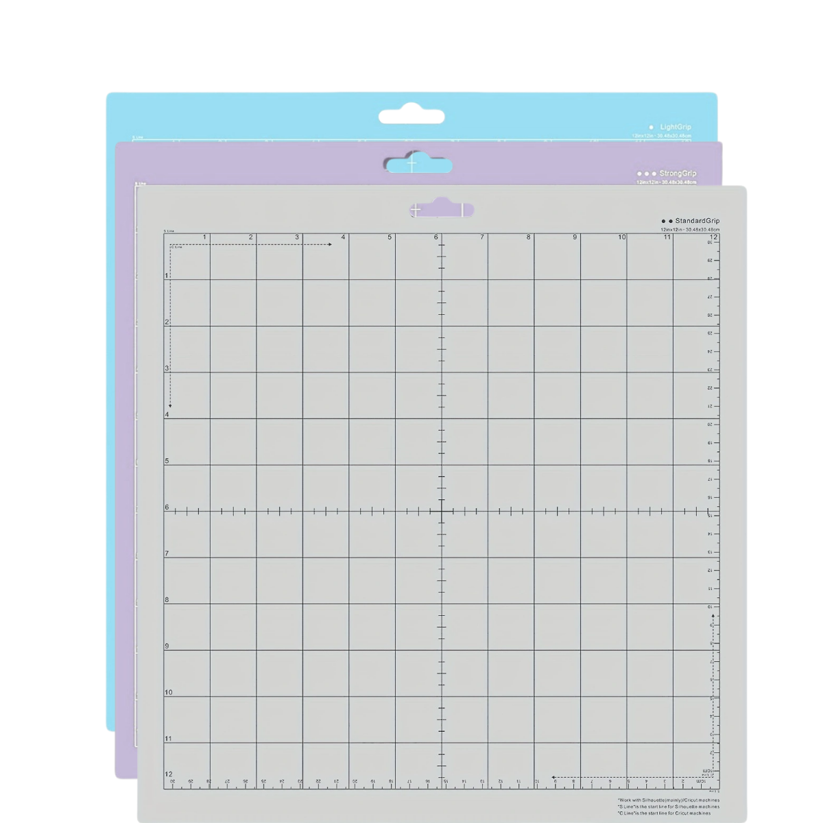 Tapis de découpe 12x12, pour Silhouette Cameo 4/3/2/1 (standard, léger, solide), livré avec une grille et un tapis de découpe antidérapant.