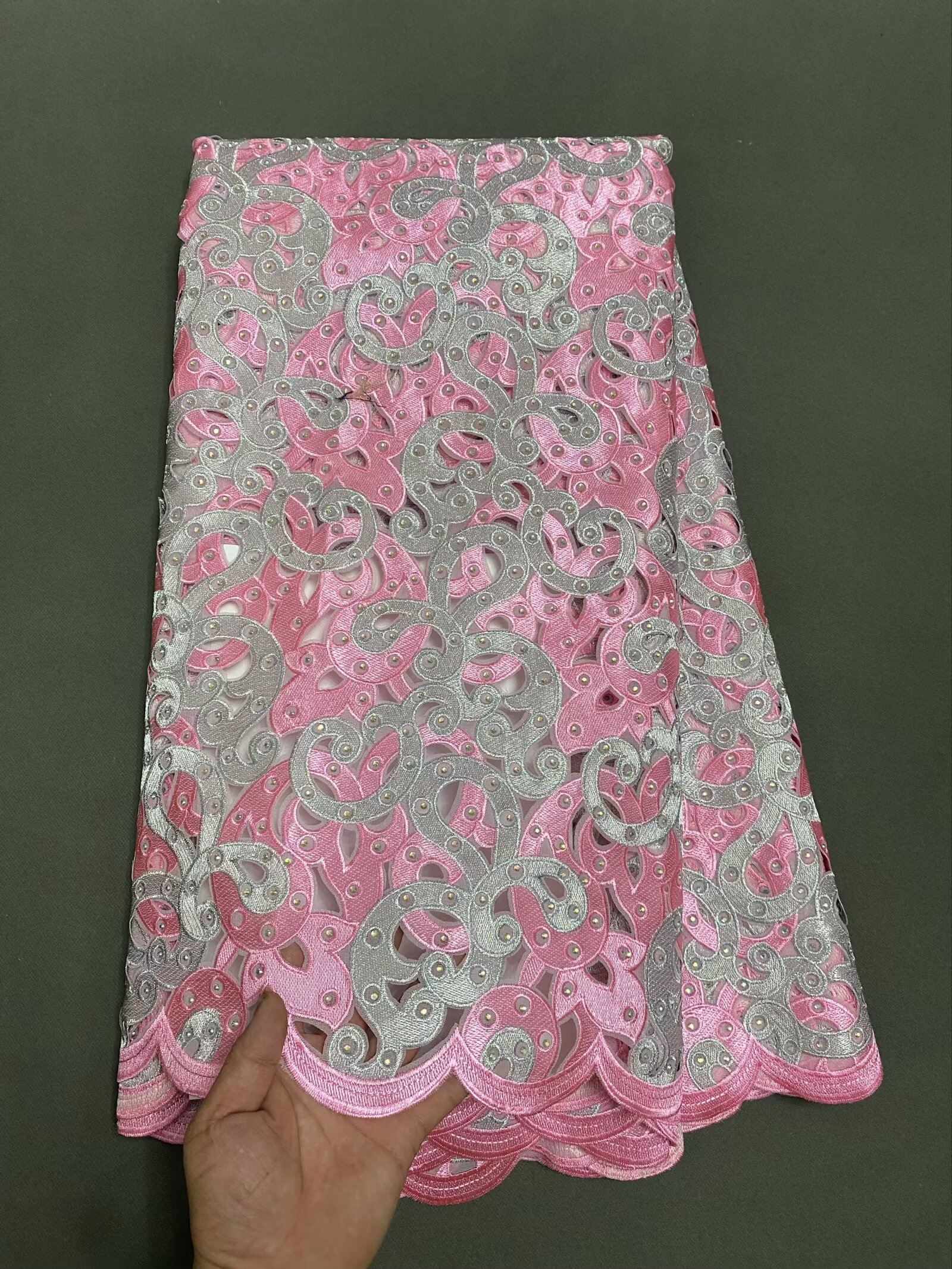 Tela de Tul y Encaje Nigeriano Africano 2026 para Confección de Vestidos, Tela de Algodón Damasco de Alta Calidad, Estilo Polaco de Lujo para Bodas y Fiestas, 5 Yardas