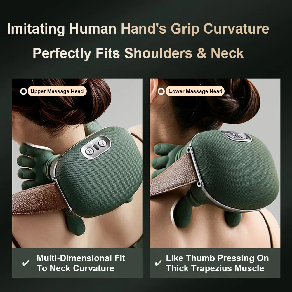 Bionische nek-schoudermassager Verwarmde rugmassagers Elektrisch kneden Spieren Massagekussen Nek Taille Been Lichaam ﻿ Modi op 3 niveaus