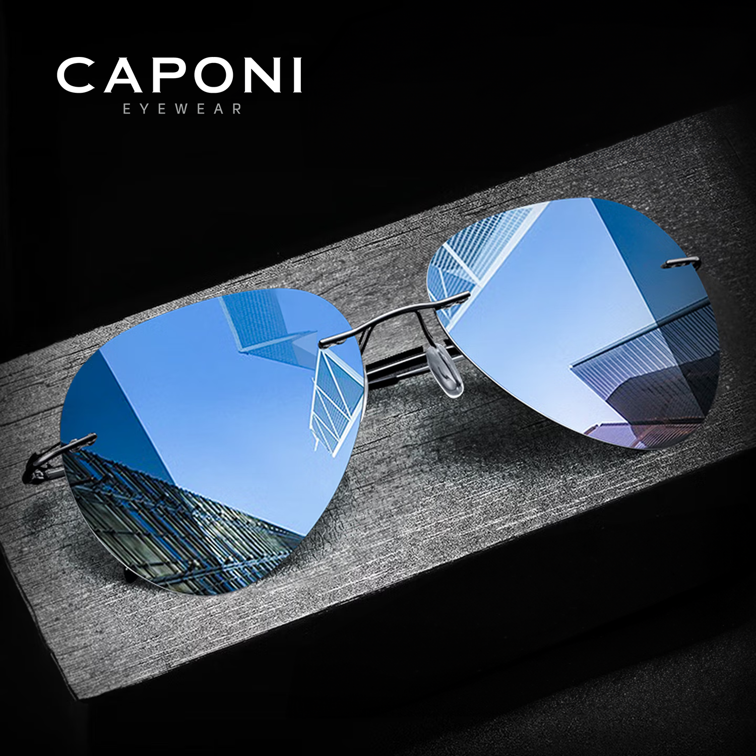 CAPONI sans monture Avation lunettes de soleil pour hommes décoloration conduite pêche lunettes de soleil polarisées léger nuances mâle BS7466