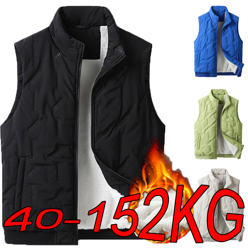 肥厚ベストメンズ 8XL 9XL 10XL プラスサイズ秋と冬のラムダウン綿アウターウェアベストチョッキプラスベルベットトップ