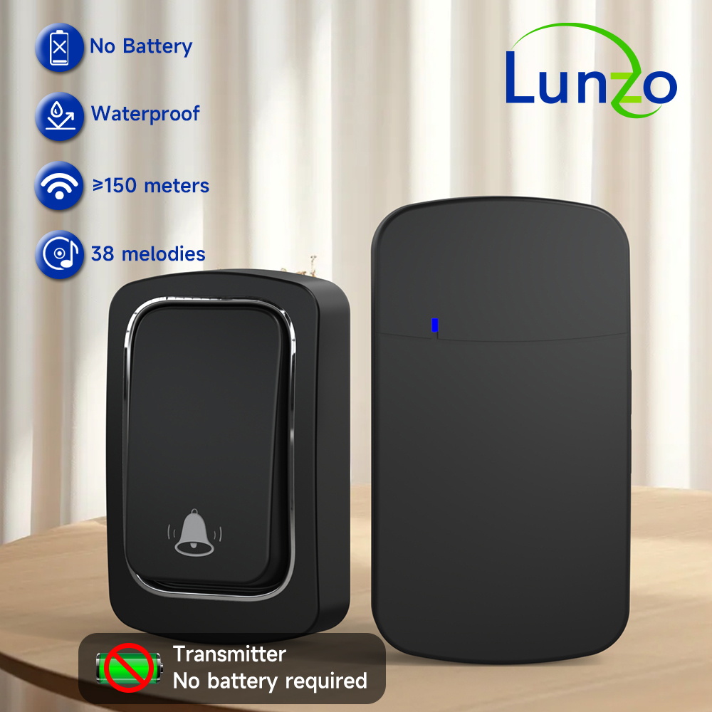 Drahtlose Türklingel, keine Batterie erforderlich, wasserdichte, selbstbetriebene Türklingel-Sets, für Zuhause und draußen, kinetische Klingelton-Türklingel