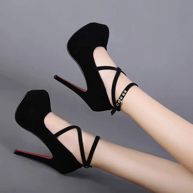 Schoenen met hoge hakken Lente Nieuwe Stijl Puntige schoenen Riemgesp Schoenen met hoge hakken Mode Sandalen Damesmaat 35-42