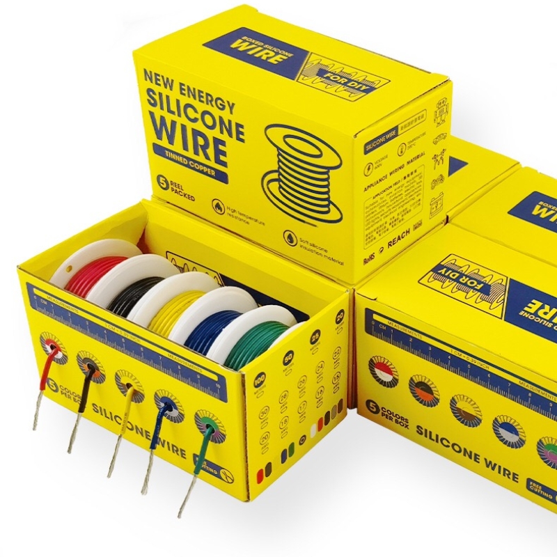 (5 cores mix kit) fio de silicone resistente ao calor flexível 30/28/26/24/22/20/18/16awg cabo trançado elétrico cobre estanhado