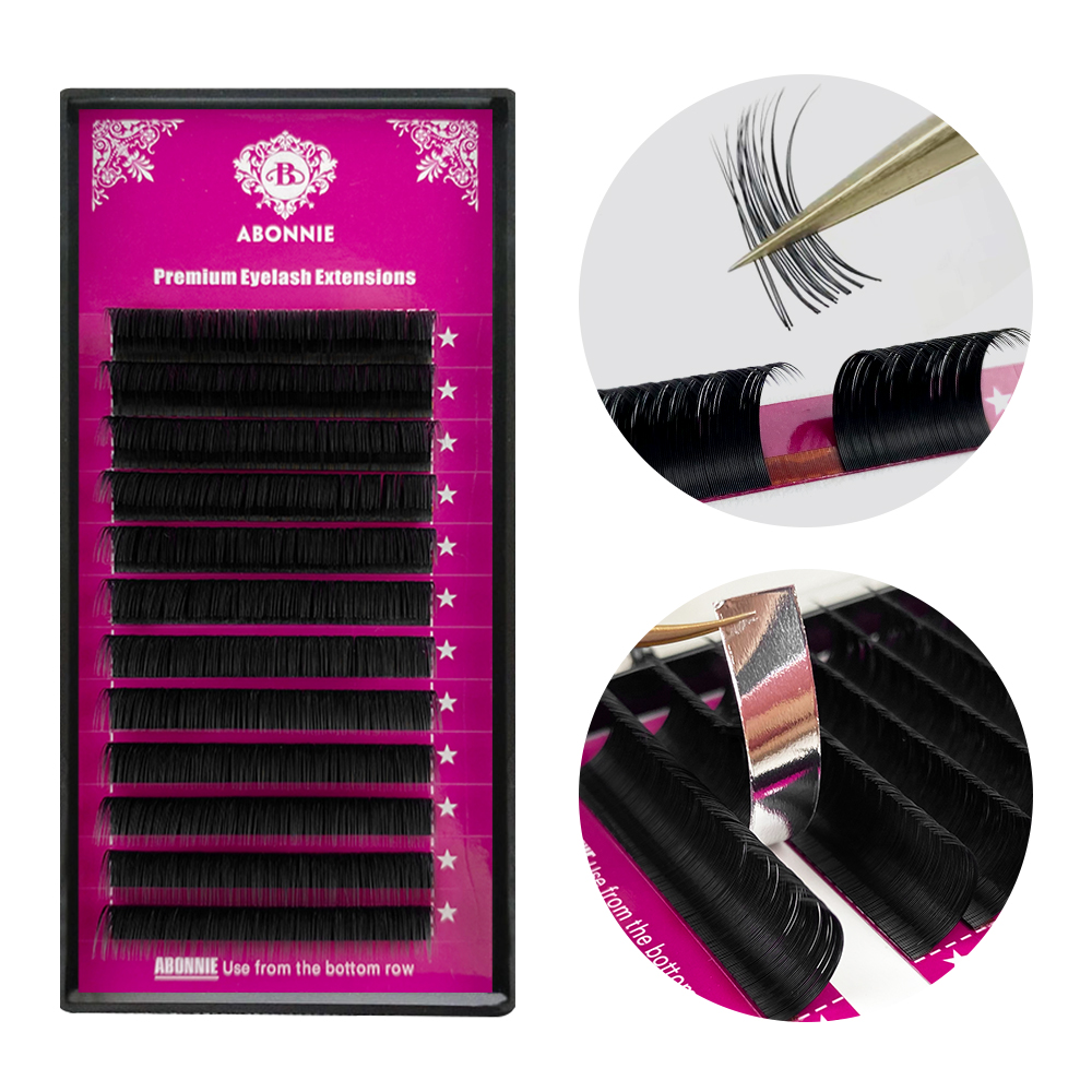 Extensiones de pestañas clásicas Abonnie, pestañas de volumen Individual, extensiones de pestañas ultrasuaves y esponjosas