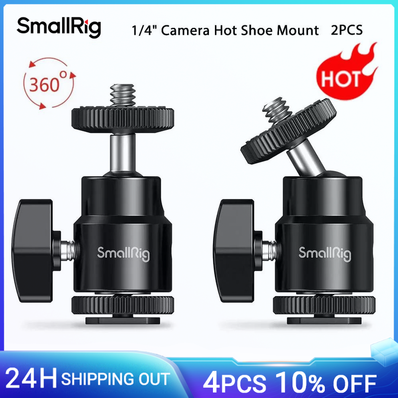 SmallRig 1/4 "uchwyt gorącej stopki kamery z dodatkowym 1/4" śrubowym wspornik pomocniczy Dslr Cold shoe Mount (2 szt.)-2059