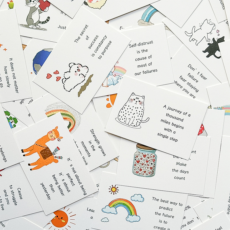 Mr Paper, 90 inspirujących kart afirmacyjnych Artykuły papiernicze dla uczniów kawaii papierowe kartki afirmacyjne