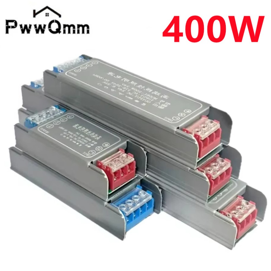 Fuente de alimentación conmutada DC 12V 24V AC176-264V controlador de luz LED adaptador de corriente 60W 100W 200W 300W 400W transformadores de iluminación silenciosos