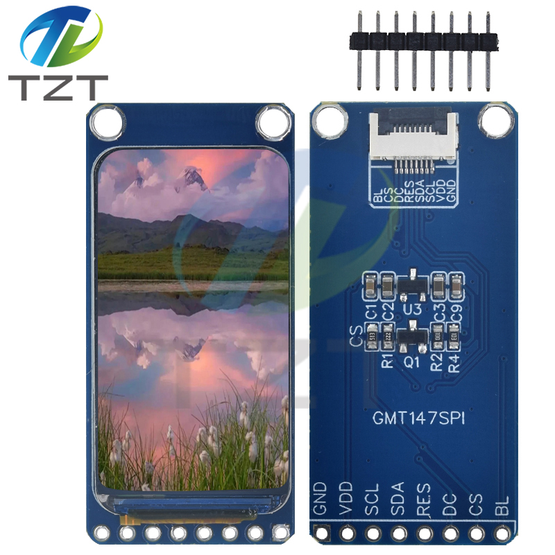 TZT 1.47" 1.47 Inch 172x320 SPI Full Color TFT HD IPS Screen LCD LED Display Module 172*320 ST7789 Controller 3.3V SPI Interface