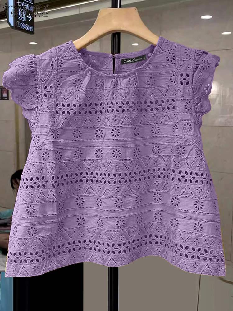 ZANZEA Sommer Camis Frauen Mode Tanks Tops Bohemian Spitze Häkeln Bluse Weibliche Strand Urlaub Hemd Elegante Party Arbeit Blusas
