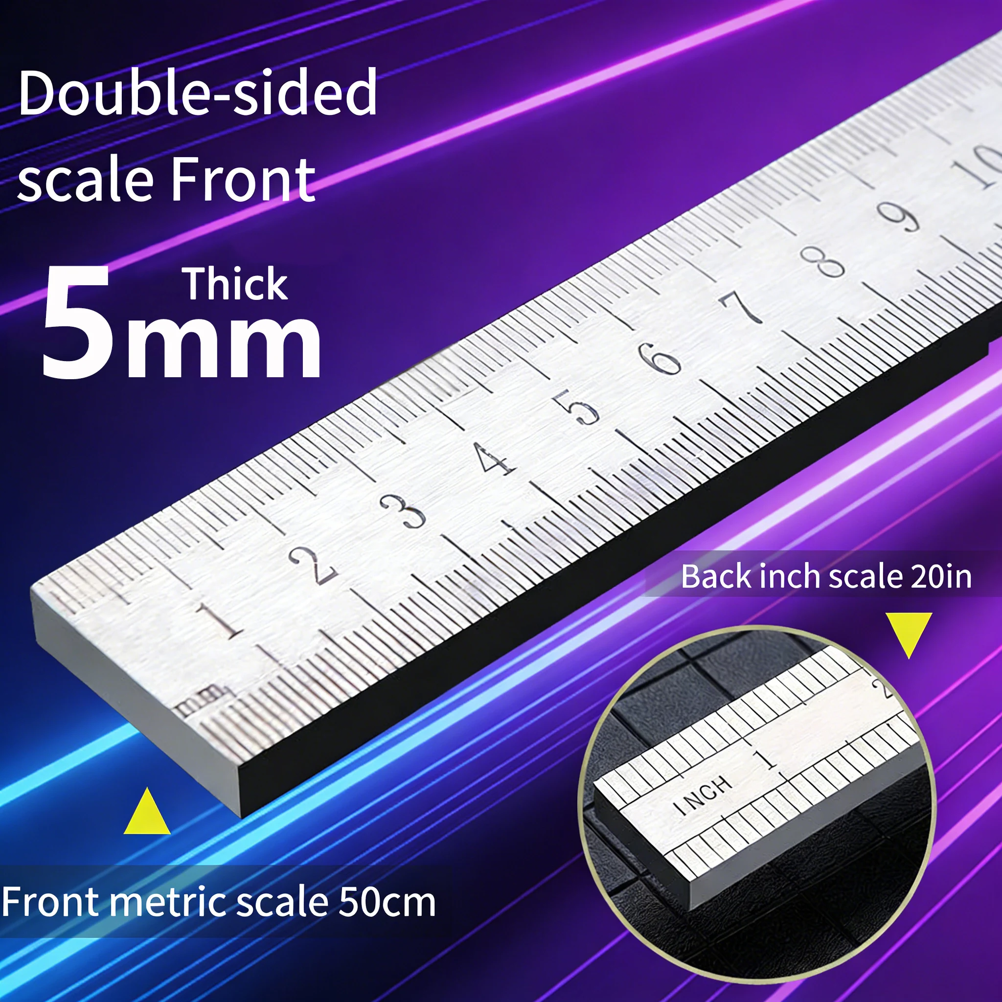 5 mm dickes Edelstahl-Lineal |   Gehärtetes Auto-Sicherheits- und Messwerkzeug |   Mehrzweck-Schwerlastwaage
