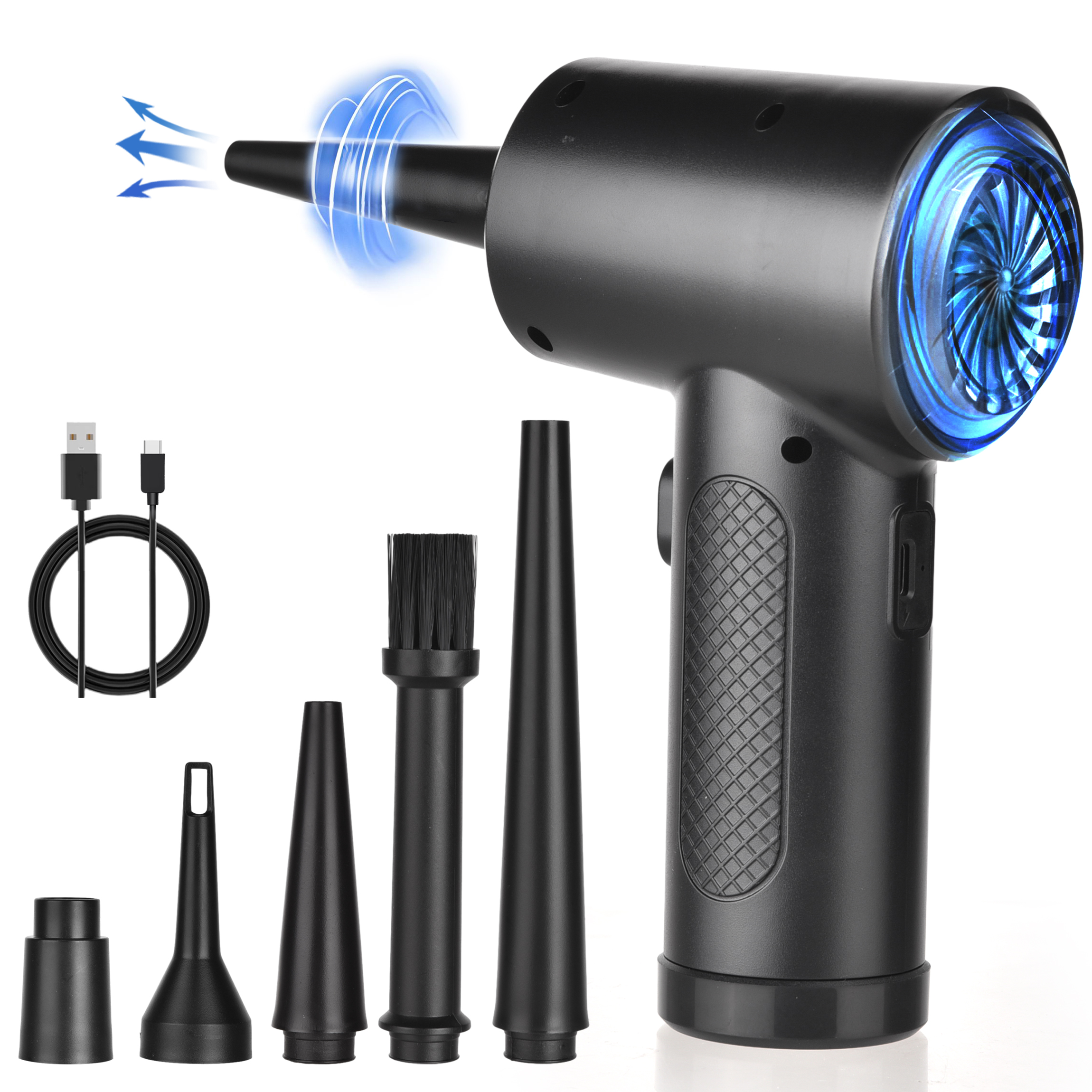 Plumero de aire portátil para limpieza de ordenador, soplador de aire comprimido inalámbrico de 51000RPM con luz LED para PC, ordenadores, teclado limpio