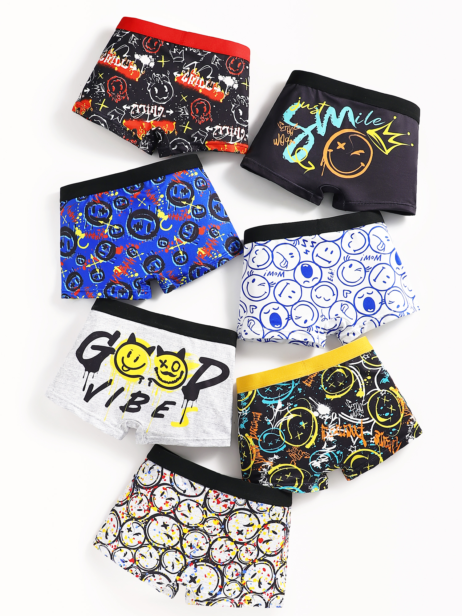 Paquete Mixto de 7 Calzoncillos Tipo Bóxer para Niños con Estampados, Cómodos y Suaves para Usar en Casa, Ropa Interior Estudiantil Bonita Adecuada para Niños de 4 a 12 Años